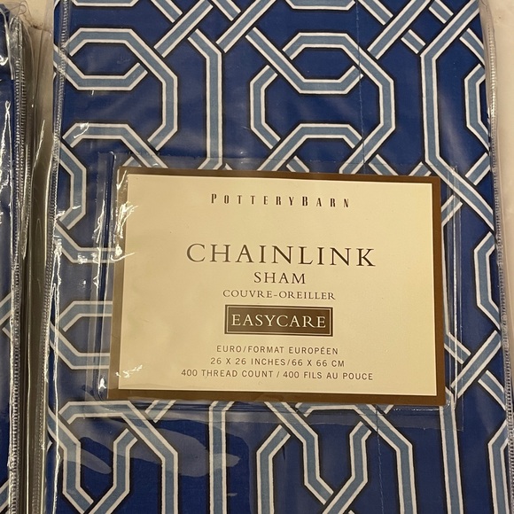 (2) NWT Pottery Barn Chainlink Euro Shams - Picture 2 of 5